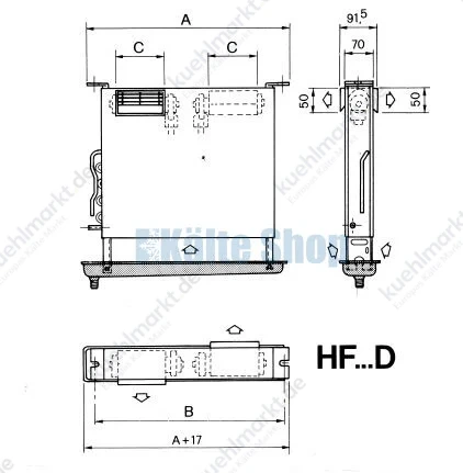 Verdampfer HF2 58D doppelseitiger Luftausl. Luve
