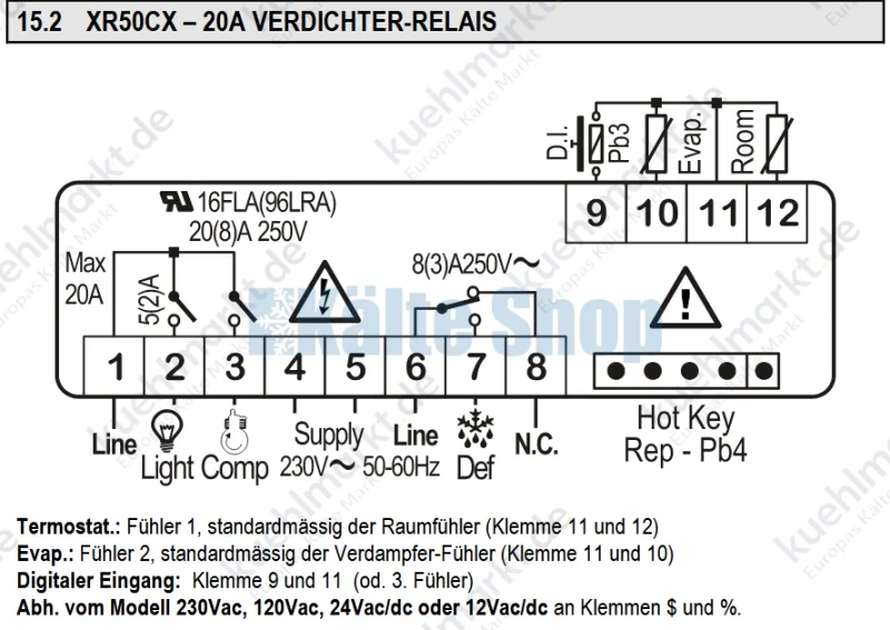 Kühlstellenregler XR50CX 230V/20A Dixell