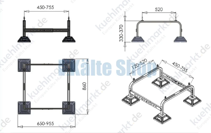 Aufstellrahmen Mini Frame Foot FF-755 Castel Engineering