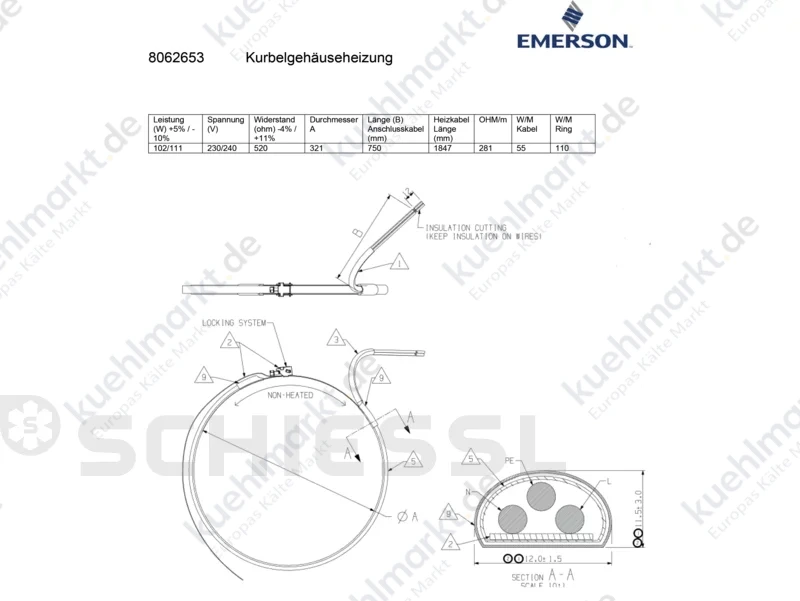 Copeland Ölsumpfheizung 230V 102W f.ZR310-380 8062653