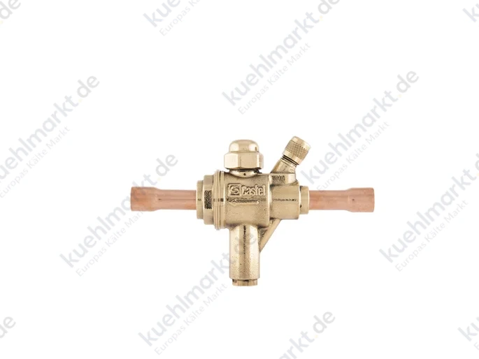 Castel Kugelabsperrventil R744 130bar 7/8'' 22mm Löt, mit Bypass,m. Schraderv.