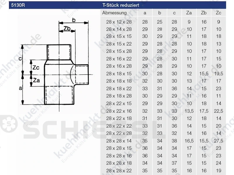 T-Stück 5130 reduziert Löt 28-15-22mm