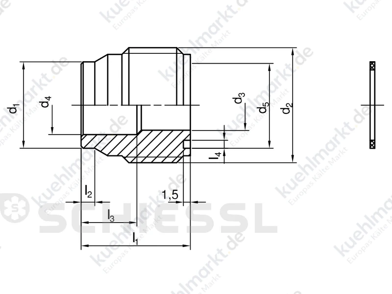 Schweissnippel mit Lötanschluss 1-1/4'' 22mm 590172000