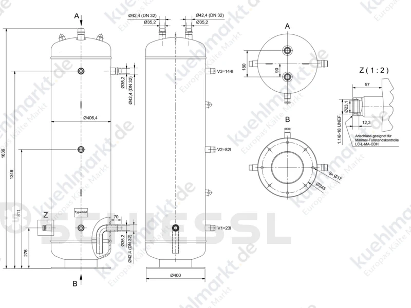 ESK Flüssigkeitssammler CO2 90bar SGS-165-PS90-V1