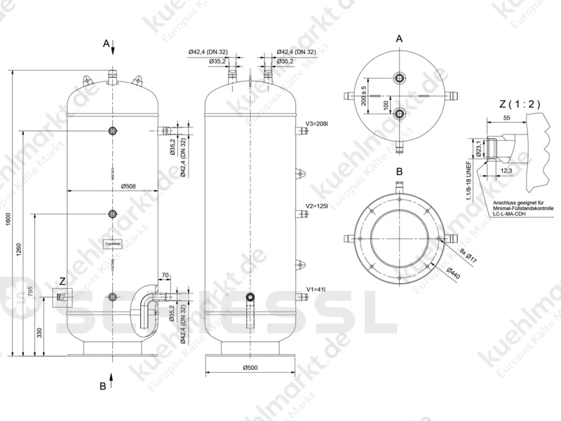 ESK Flüssigkeitssammler CO2 90bar SGS-250-PS90-V1
