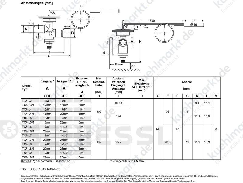 Alco Expansionsventil R407C TX7-N09m 22x28mm 806865