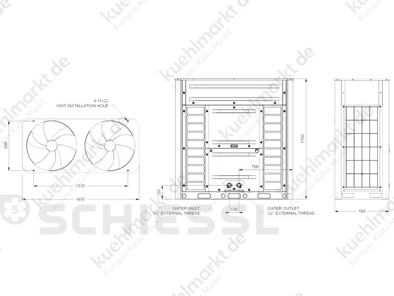 York umschaltbare Wärmepumpe R454B YMAE0045