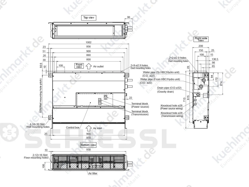 Mitsubishi Klimagerät CityM Truhe PFFY-WL40VCM ohne Verkleidung