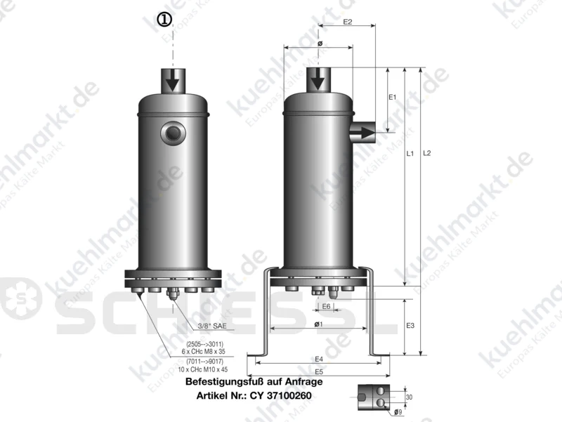 Carly Ölabscheider m.Lötanschluss TURBOIL 2505 S/MMS 16mm