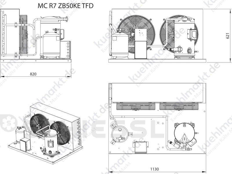 Copeland vollh. Verflüssigungssatz luft. MC-R7-ZB50KE-TFD