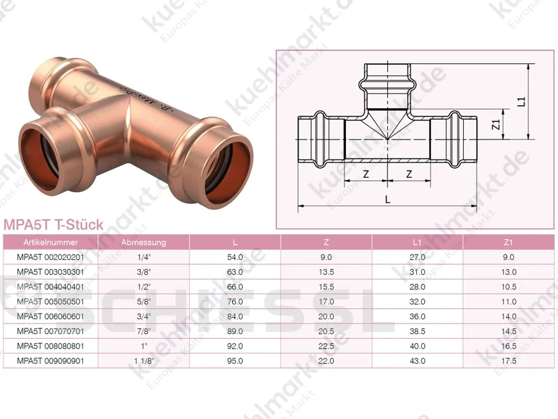 IBP T-Stück B Maxipro MPA5T 1 3/8'' Cu