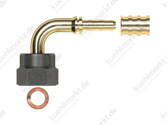 Gomax Press-Anschluss 3/8 SAE XCA04N Quadra DN6 90 Grad (Pack=50 Stck)