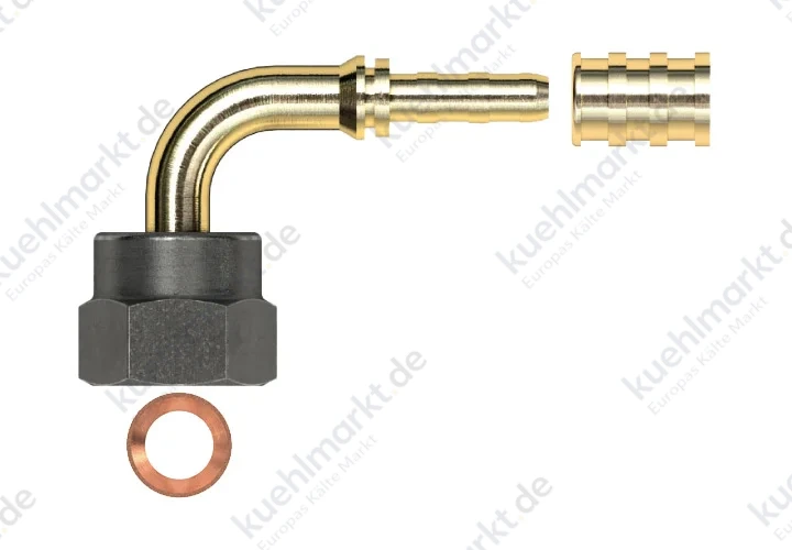Gomax Press-Anschluss 3/8 SAE XCA04N Quadra DN6 90 Grad (Pack=50 Stck)