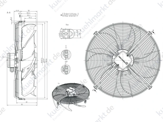 Güntner Ventilatoreinheit kompl. 230V VT01524 FN050-4ES.4I.V7P1