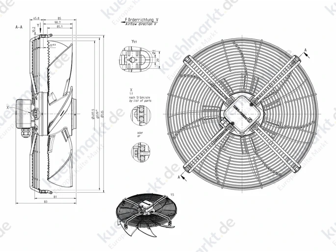 Güntner Ventilatoreinheit kompl. 230V VT01530 FN050-6ES.4F.V7P3