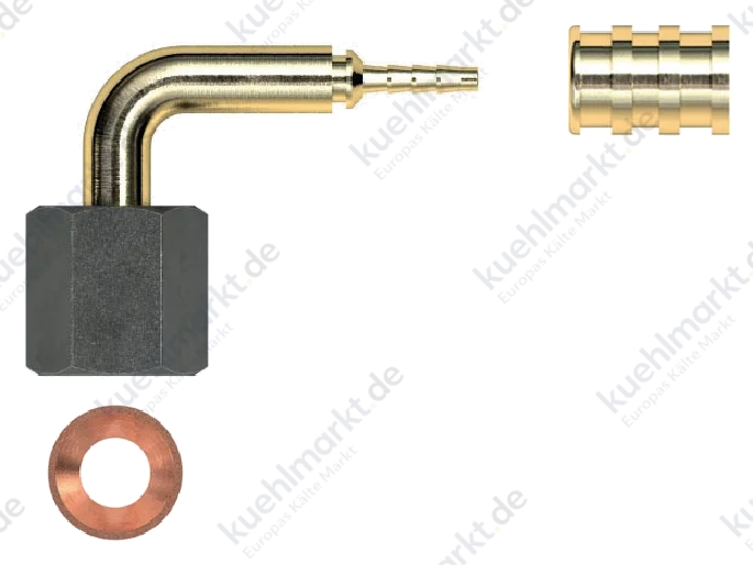 Gomax Press-Anschluss 7/16 UNF KCA02C Quadra DN2 90 Grad (Pack=10Stck)