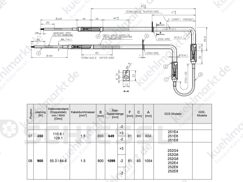 ECO Rohrheizkörper HL Block 1100mm 900W f.GCE MN 284208