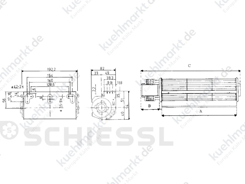 Glems Querstromgebläse GT82/40-300 50W links 32040