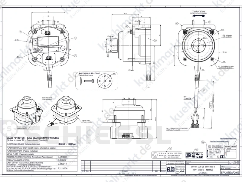 Danfoss Lüftermotor 230V EC 25-25