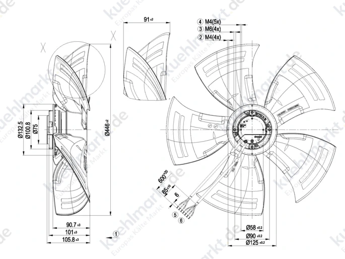 Rivacold CO2NNEXT 30-167 Ventilatoreinheit A3G450-AM04 870G/M