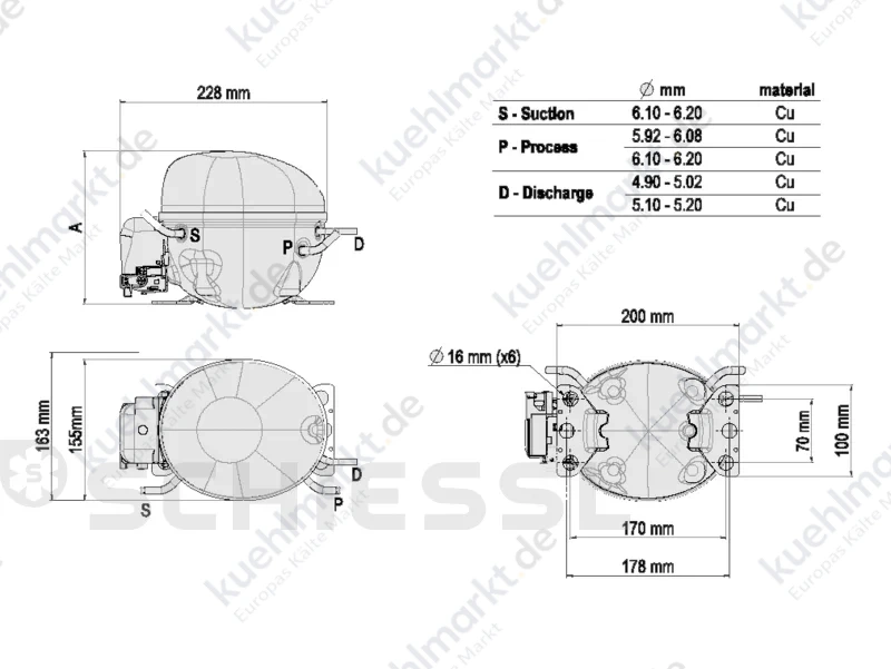 Embraco Verdichter R290 EMT2125U 230V