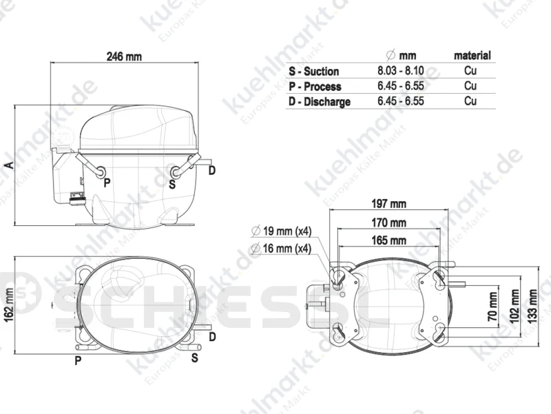 Embraco Verdichter R290 NEX6225UA 230V