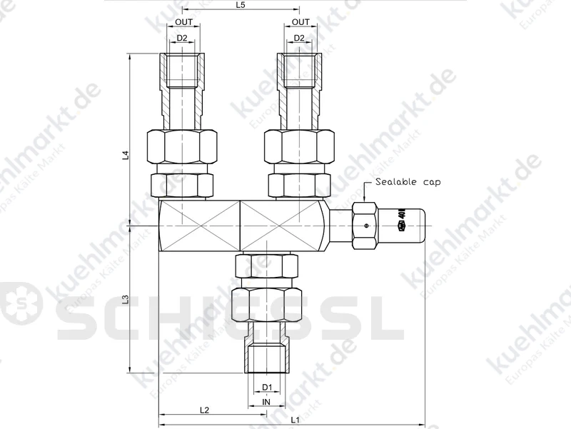 AWA Wechselventil 160bar E30W mit 2 Ausg.G1/2'',Eingang 7/8'' Löt