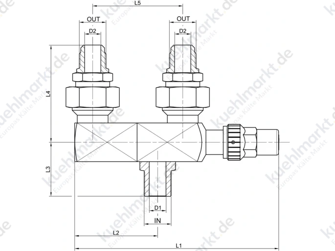 AWA Wechselventil S30W mit 2 Anschlussnippel AN R 1/2''