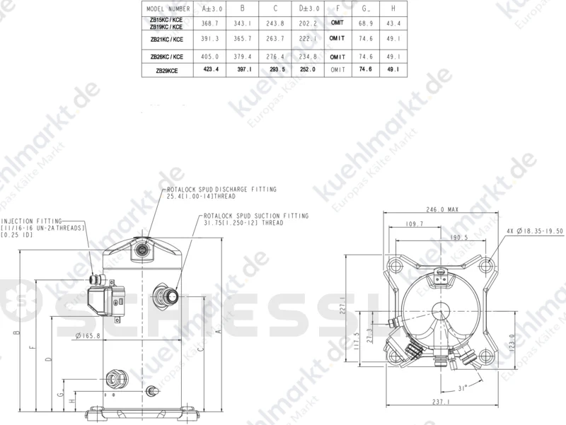 Copeland vollh. Service Verdichter ZB15KCE-TFD-550 400V
