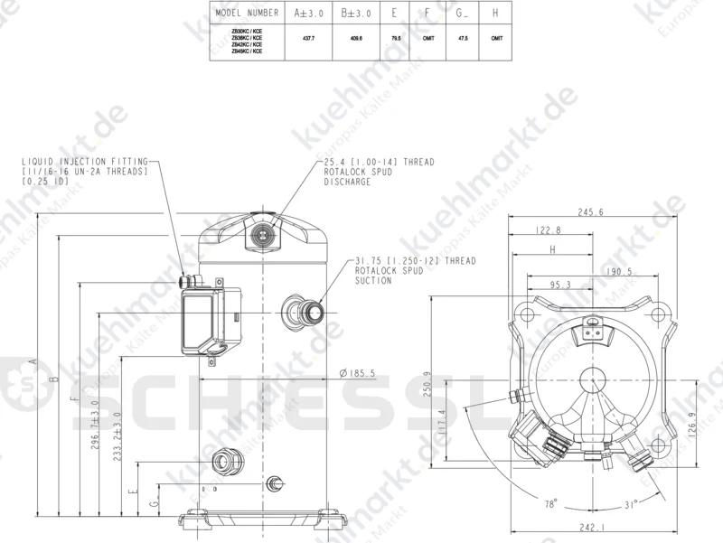 Copeland vollh. Service Verdichter ZB30KCE-TFD-550 400V