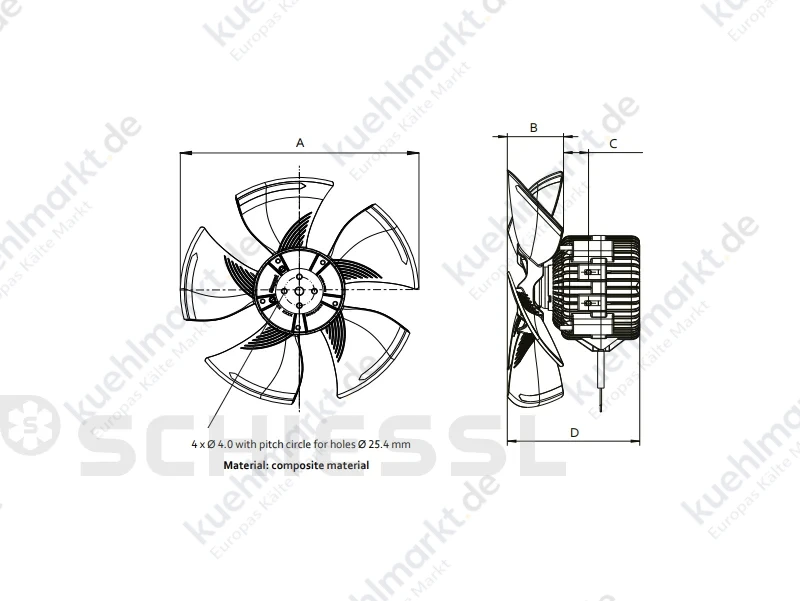 EBM Ventilatorflügel Composite-Laufrad 172mm