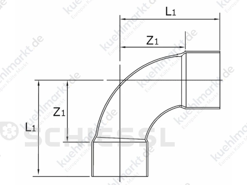 Bogen K5002 90 Grad K65 i/i 1-3/8'' Löt