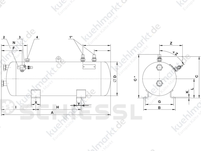 Bitzer Flüssigkeitssammler CO2/R410A F562K 56,0L