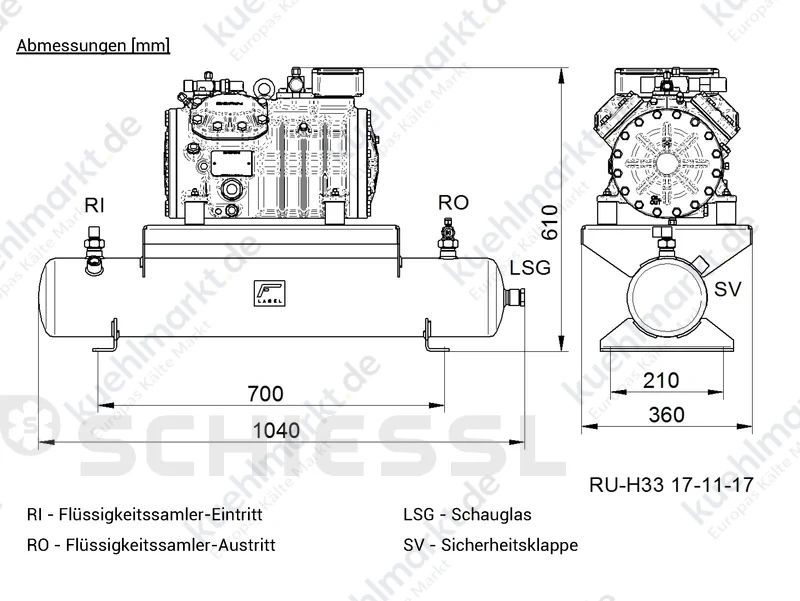 Dorin Verdichtersatz RU-H33 m.Sammler RU-H405CC-E 400V