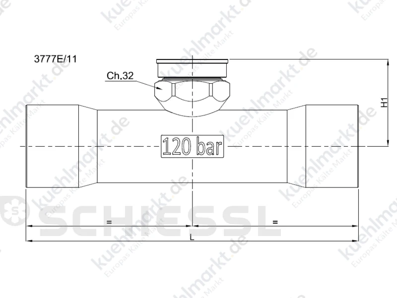 Castel Schauglas m.Indikator R744 120bar 3777E/11 1-3/8''+35mm Löt ODS
