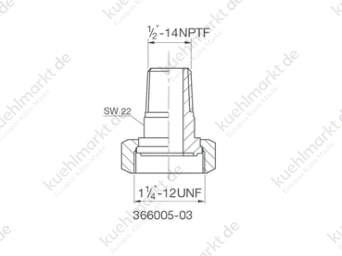 Bitzer Adapter f.Druckentlastungs-Ventil 1-1/4''x1/2'-14NPTF AG