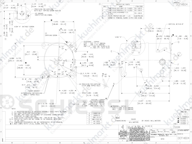 Tecumseh Verdichter FH2 FH4522Z-XG1A Löt 400V