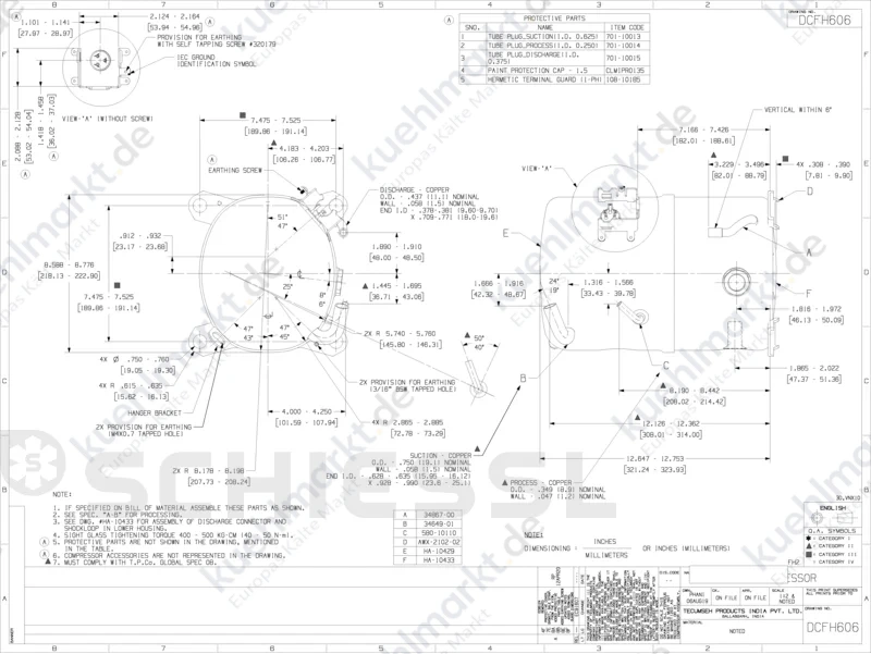 Tecumseh Verdichter FH2 FH4524Z-XC3A Löt 230V