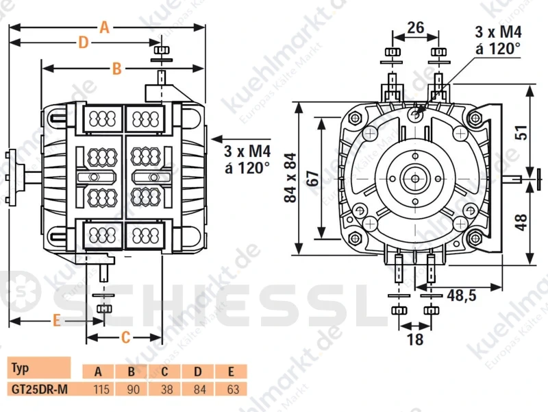 Glems Ventilatormotor GT 25 DRM 400V/1/50Hz