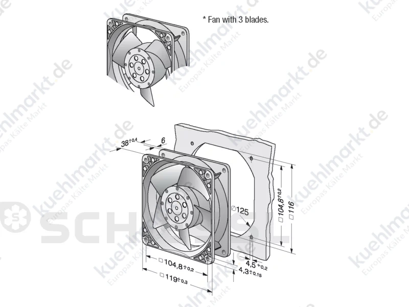 Papst Ventilator 4550N 230V/50Hz 16,5W /230V-60Hz 15,0W