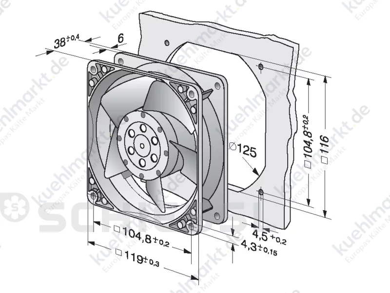 Papst Ventilator axial 4650N 19W L07/1207/4650 IP20