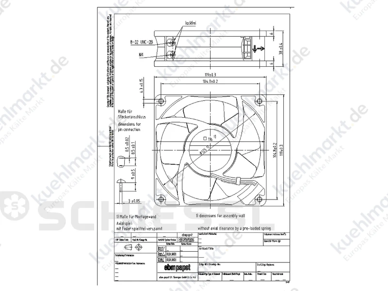 Papst Ventilator axial 4656NU mit Stecker