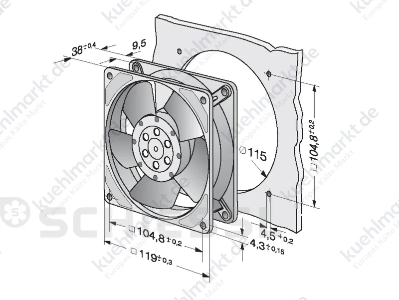 Papst Ventilator axial 4856ZW 13W Litze 310mm IP20