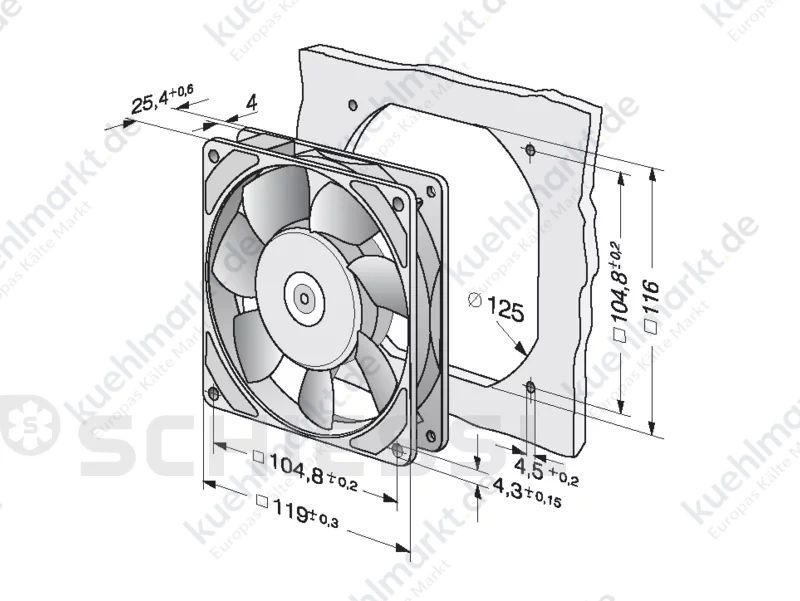 Papst Ventilator axial 9956M 119x119x25 230V