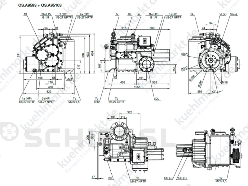 Bitzer offener Schraubenverdichter OSKA 95103 NH3