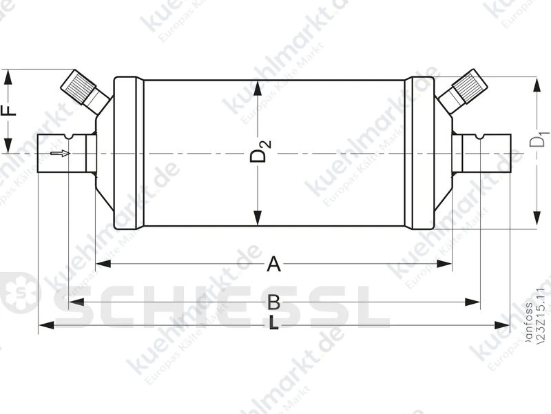 Danfoss Filtertrockner Burnout DAS309sVV 1-1/8'' Löt 023Z1016