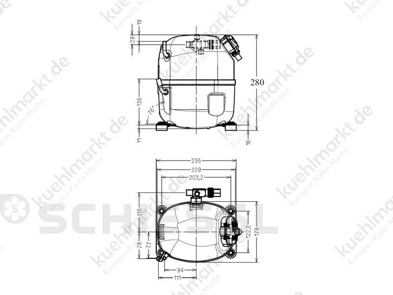 Tecumseh Verbundverdichter AJ4510P-TZ ohne Ventil 400V