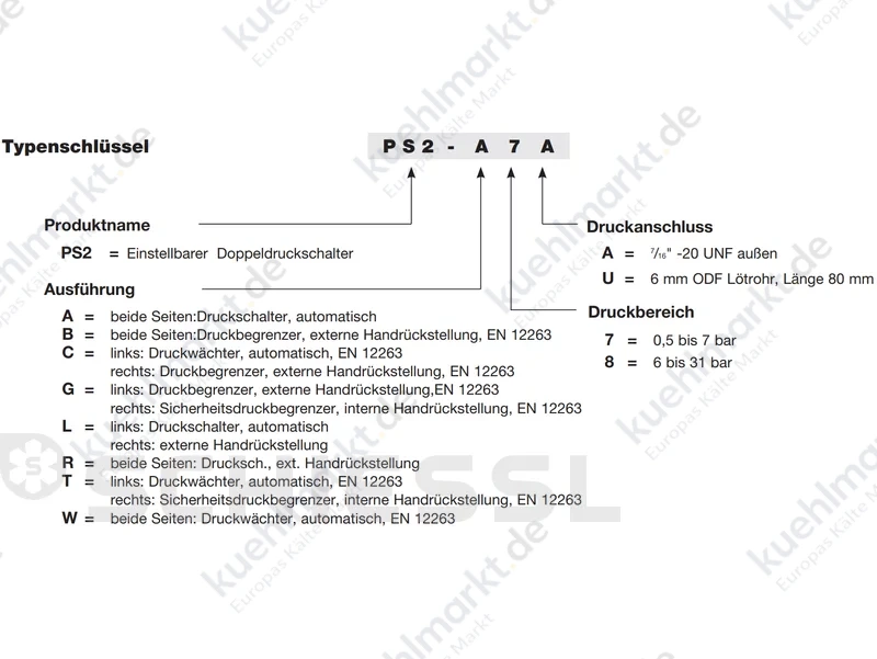 Alco Doppelsicherheitsdruckwächter PS2-C7A 7/16''UNF