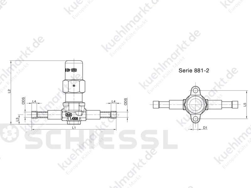 AWA Absperrventil Serie 881-2, Edelstahl 10mm Löt, 63bar