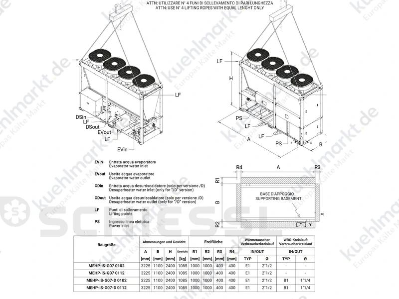 Mitsubishi Luftgekühlte rev. Wärmepumpe Inverter Scroll-Verdichter, R32